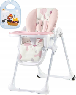 Kinderkraft Vysoká stolička + tác mňam, ružová